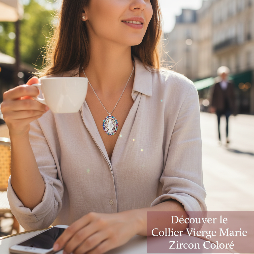 European and American Fashion and Gorgeous Women's All Sky Star Micro Inlaid Colorful Zircon Virgin Mary Hollow Necklace